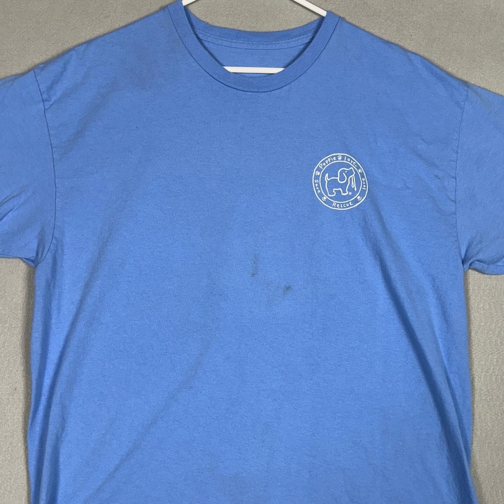 Puppie Love T-Shirt Womens XL Blue Graphic Animal Rescue Vet Tech Short Sleeve